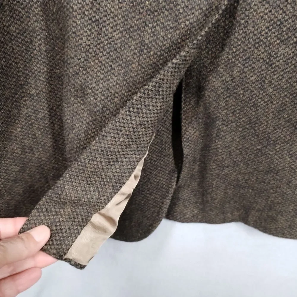 Mens Wool Tweed Jacket Suede Elbow Patch 2 Button Blazer 43L Vintage Evan-Picone